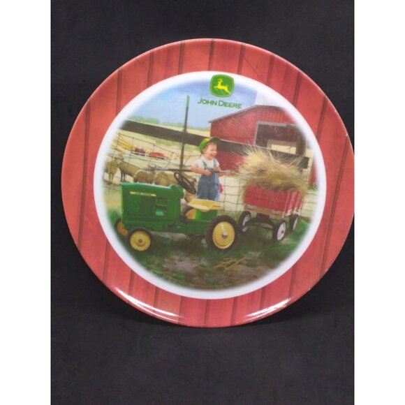John Deere Collectible Melamine Plates Set Of 2 Featuring Farming Scenes 8" - Picture 3 of 10